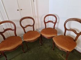 4 antike Stühle mit Samtpolster, neu, Stuhl, Sessel