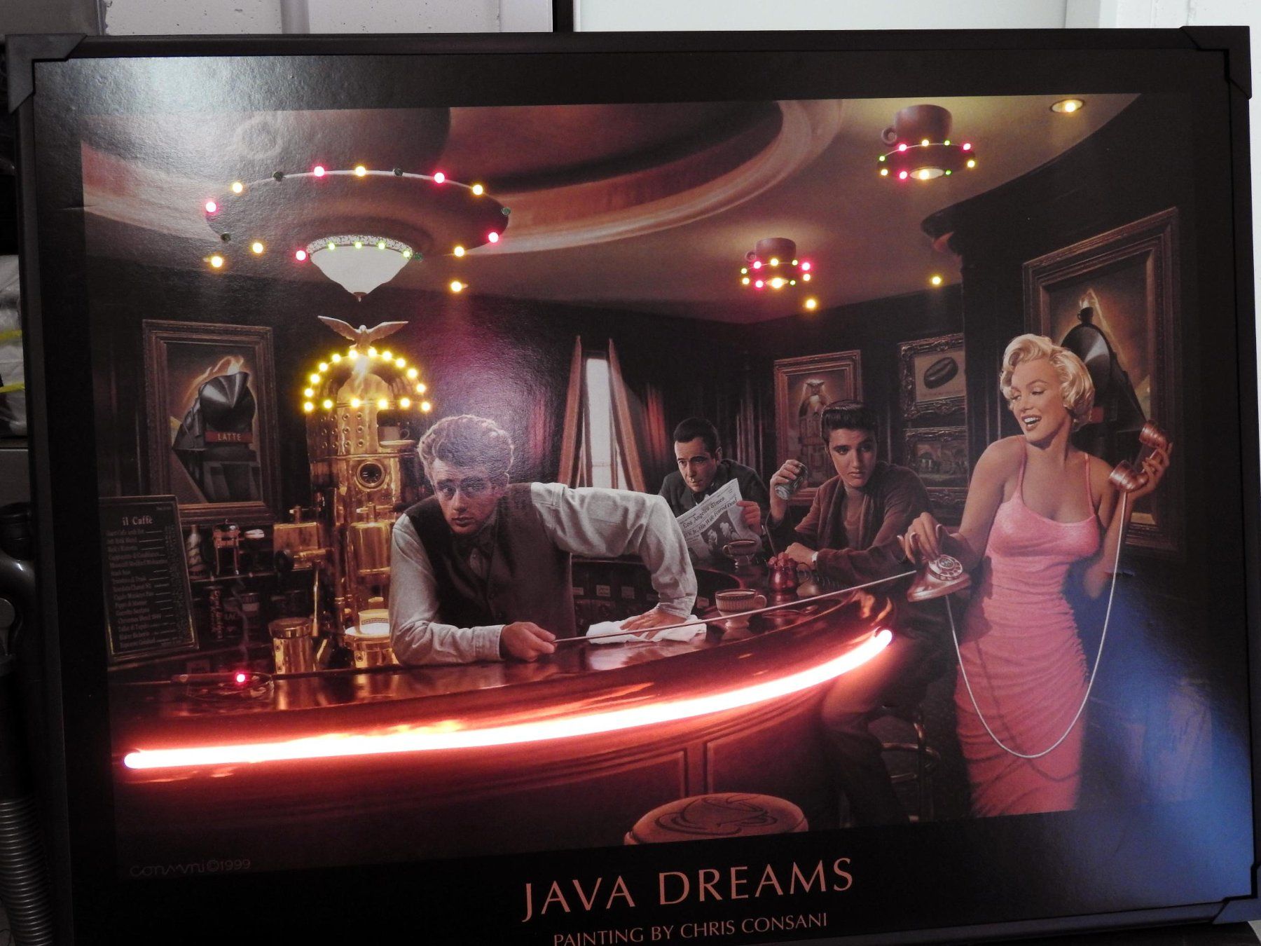 Poster & Bilder: Neon Leuchtbild Java Dreams - Elvis, Marilyn, Dean, Bogart – Gebraucht aus Zürich von  5
