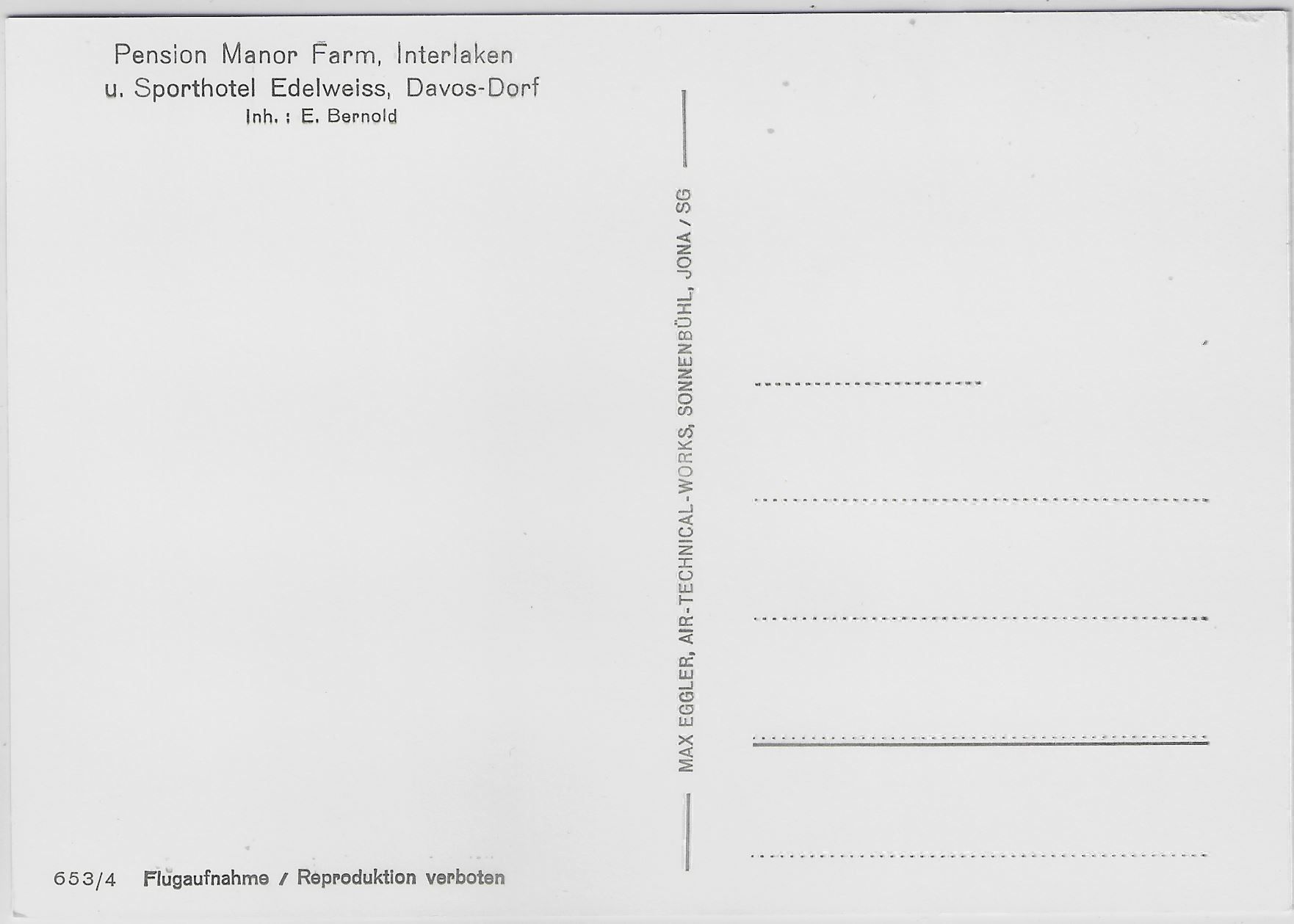 Cartoline postali: Flugaufnahme Pension Manor Farm – Antico da Ettingen venduto da Kartenplanet 1