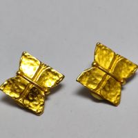 Vintage Ohrclips goldfarben Schmetterling strukturiert #C1