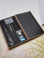 Neues schwarzes Leder-Uhrenarmband + Werkzeug 22 mm