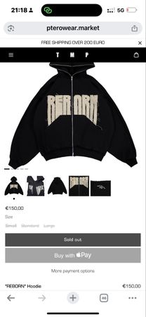 REBORN KYIV Hoodie PTEROWEAR Designer M