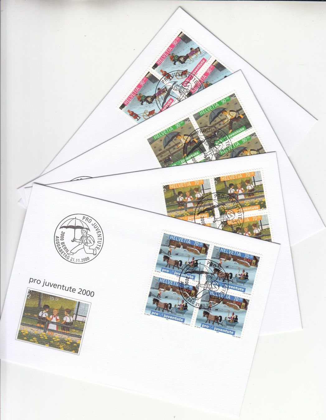 Tutti i francobolli: SBK J356 - J359 im 4er-Block FDC – Usato da Bürglen TG venduto da StampGraf