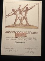 Antike Turnurkunde Diskuswurf 1925 in Trogen 