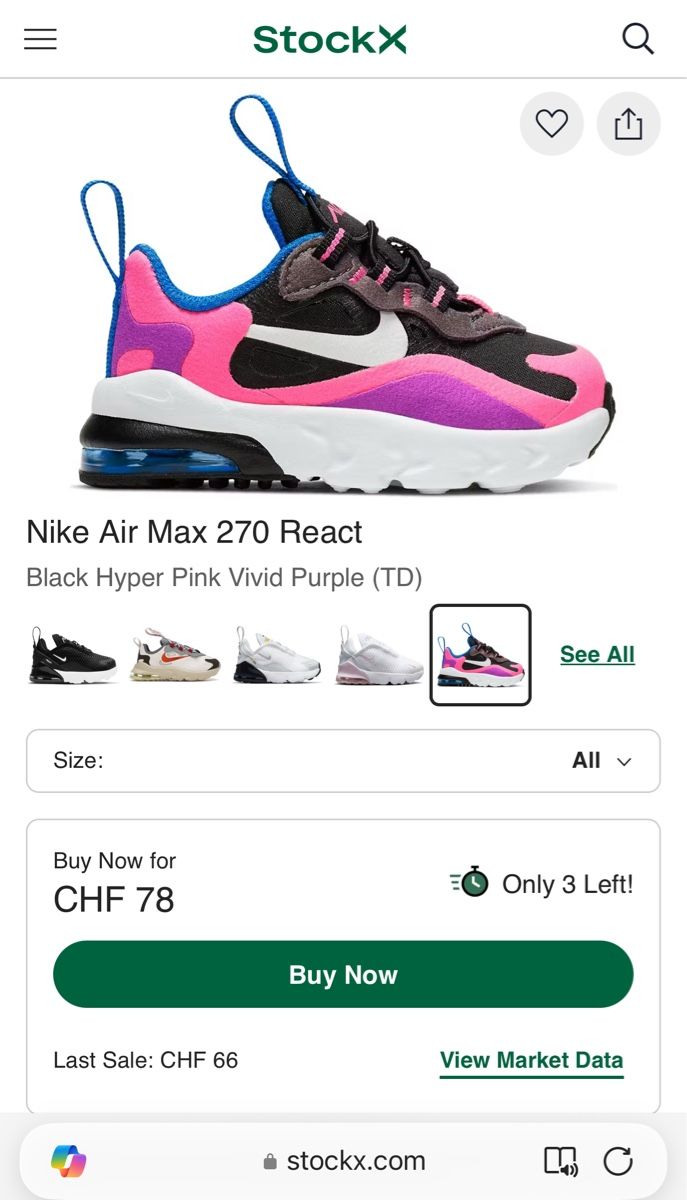 Nike Scarpe per ragazzi: Nike Air Max 270 React Kinderschuhe, Grösse 25, Top! – Usato da Riniken venduto da mis_69lc 4