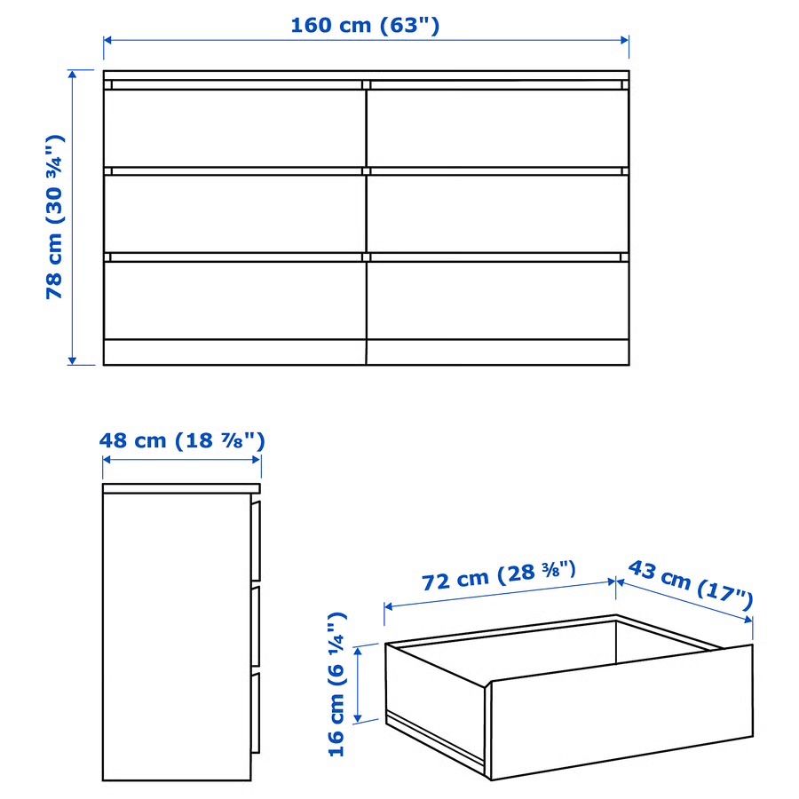 Ikea Cassettiere: Ikea Kommode 6 Schubladen mit Glasplatte & Diamant-Griffen – Usato da Aesch BL venduto da CollectorsBest 5
