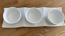 Edle Dip-Schale mit Schälchen, Keramik, Weiss, Top Zustand!