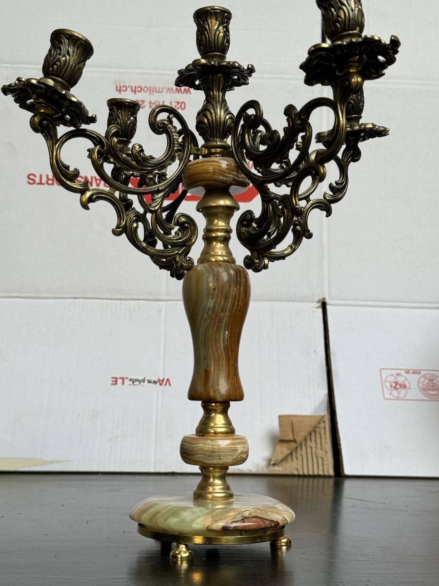 Portacandele: Onyx candelabra candlestick – Usato da Lausanne venduto da artnouveau04 1