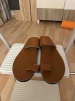 Leather Sandals Toe Strap Brown Handmade