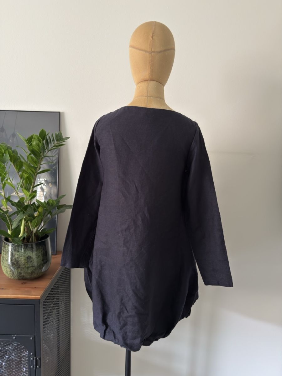 Vestiti: Leinen Kleid bestickt Oversize Dunkelblau, Gr. S – Usato da Lugano venduto da rebecca.wardrobe 6