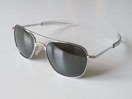 NEU Randolph Aviator CHROM 58mm graue Gläser AF168 Polarisie