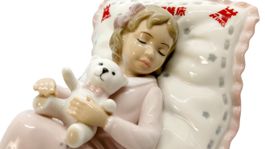 Porcelaine fillette dormant schlafendes Mädchen Teddy