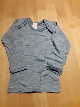 Wolle Seide Shirt grösse 92  blau Lang Arm