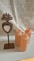 Dekoherz mit Strass Steinen und 3 rosa Vintage Vasen