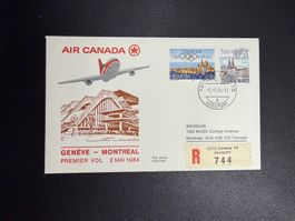 Air Canada Erstflugbrief Genf-Montreal 1984