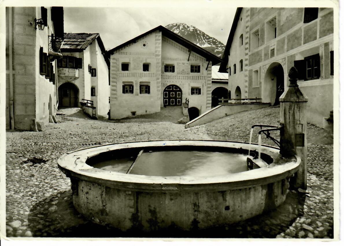 Cartoline postali: Guarda mit Dorfbrunnen  1958 – Usato da Hochdorf venduto da Ziegel-16