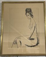 Fusain Nu erotique Milovan Stani (1929-1989)