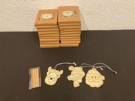 Bastelset Weihnachten, 20 Set, Holzanhänger zum Bemalen