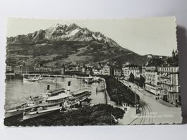 Luzern , Schweizerhofquai mit Pilatus , Dampfschiff  * URI *