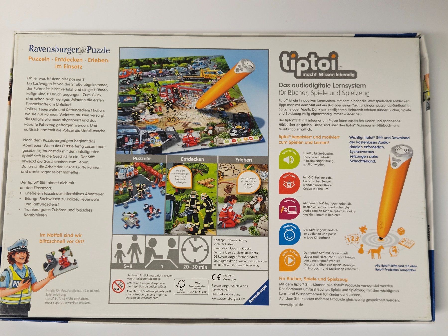Ravensburger Puzzles: Tiptoi Puzzle / Polizei Notfall Rettung/ 100 Teile / #WT18 – Gebraucht aus Oberdorf BL von BaldenEagle 2