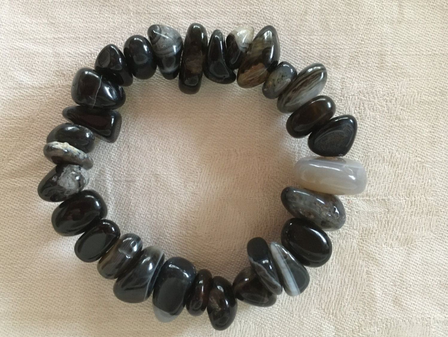 Bracciali & Braccialetti: Schwarzes Armband Achat – Usato da Lyss venduto da Punktum01