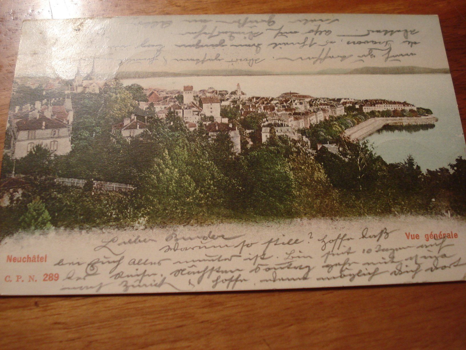 Cartoline postali: Neuchatel, Vue Generale, 1905, o Neuchatel, farbig – Usato da Niederwil AG venduto da morostahu