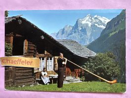 98911 Alphornbläser - Bernertracht. Wetterhorn