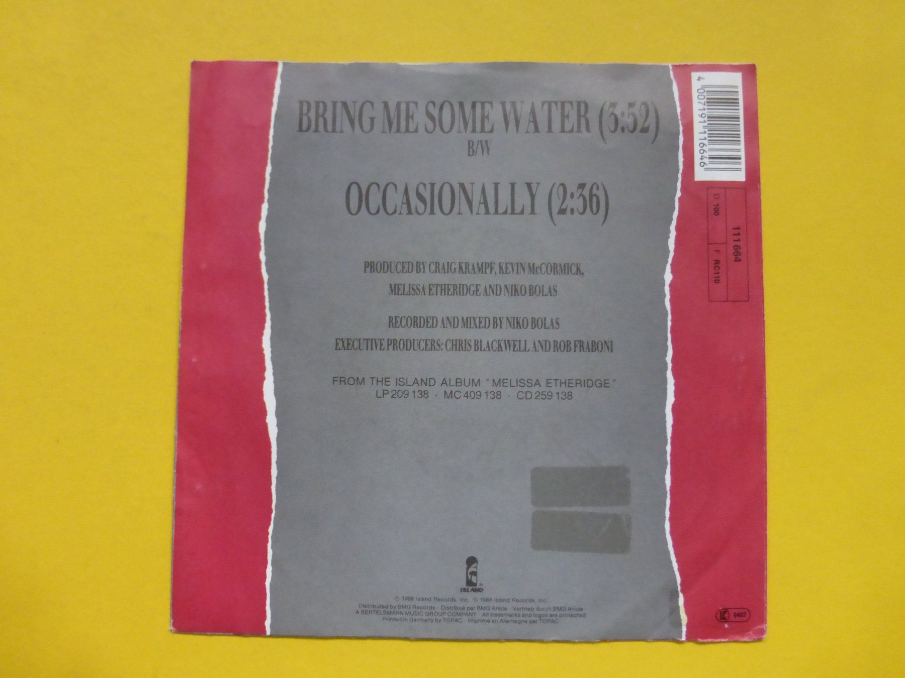 Dischi in vinile: Melissa Etheridge – Bring Me Some Water – Usato da Zürich venduto da Swiss57 1