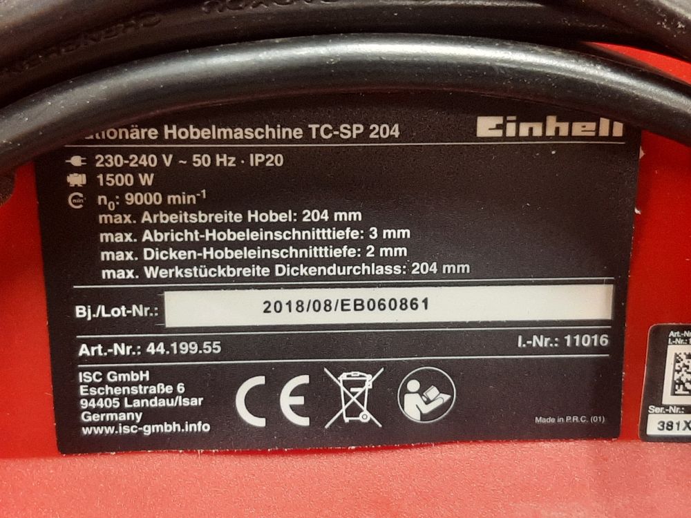 Scheppach Hms 860 12 Stück EINHELL TC-SP 204 Abricht Dickenhobel Hobelmesser Einhell Hobelmaschine