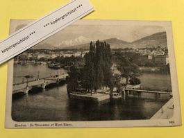 Genéve, Ille Rousseau et Mont-Blanc, AK alt, 7.9.1910