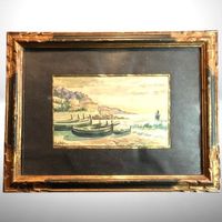 ✨Antikes Marine-Gemälde A. Chekiere 1928, Prunkrahmen Gold✨