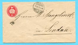 Tüblibrief von St. Gallen nach Lindau 1877 mit RL-Stempel