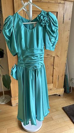 Festliches Kleid  Türkisblau mit Tasche 