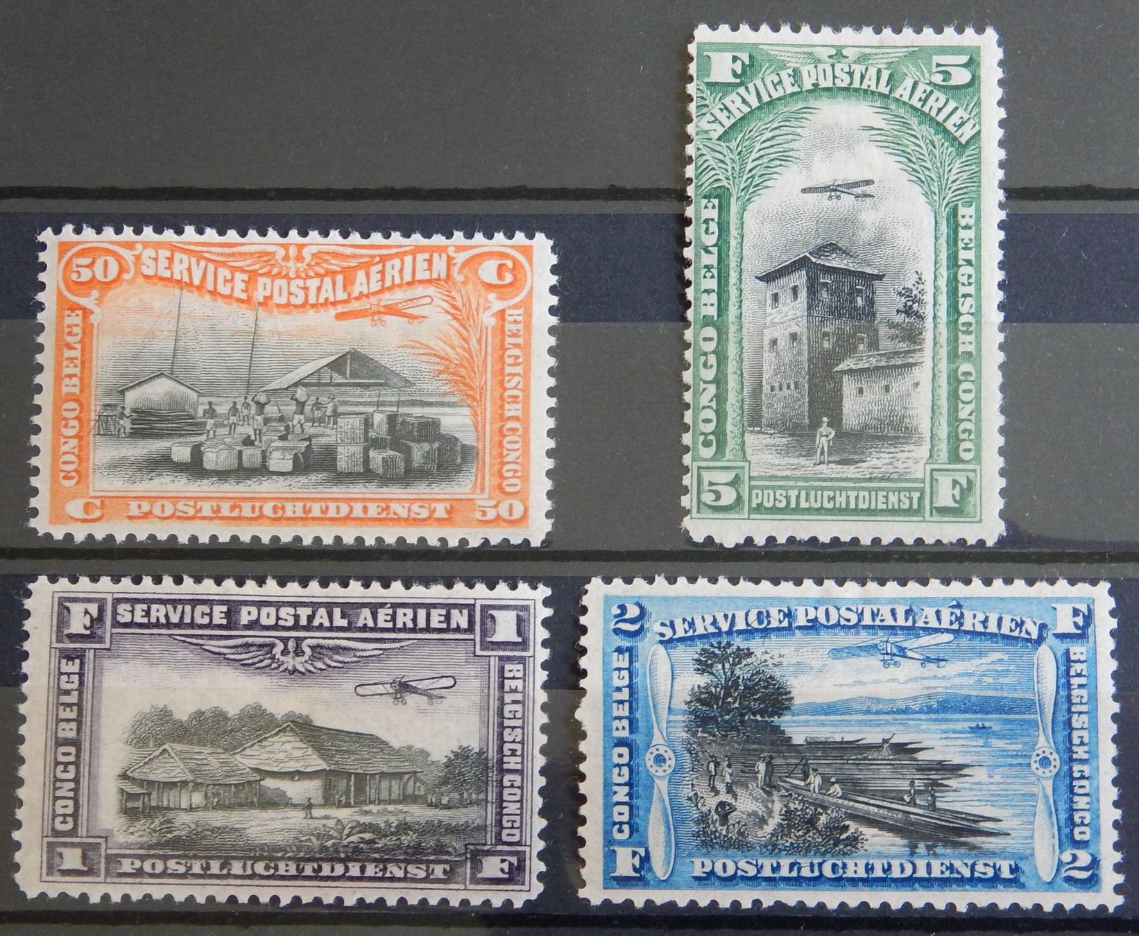Alle Briefmarken: Belgisch Kongo Kat. 42-45 * 1921 – Gebraucht aus Zürich von Muehlekauf