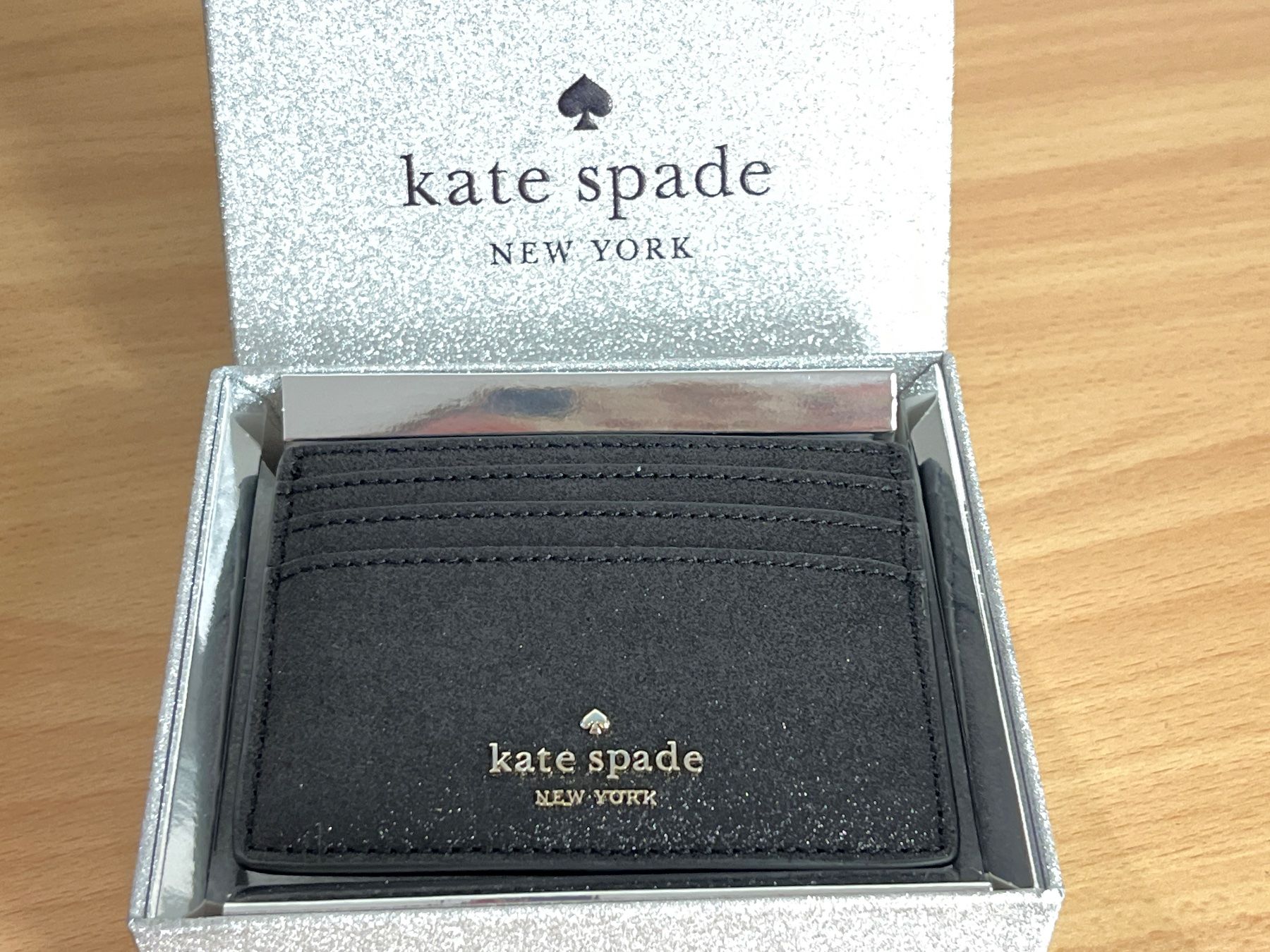 Kate Spade Portamonete: Kate Spade - Kreditkartenhalter / Wallet, Glitzer-Schwarz – Nuovo (secondo la descrizione) da Luzern venduto da Jiggy_8898