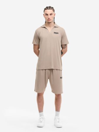 Lonsdale Motspur Poloshirt & Shorts Set Beige L