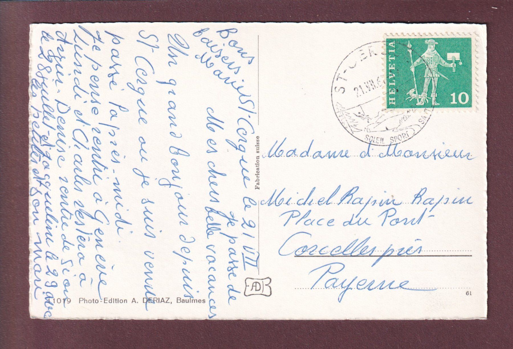 Cartoline postali: ST-CERGUE - 9 images - 1961 – Usato da Pully venduto da nicecards 1