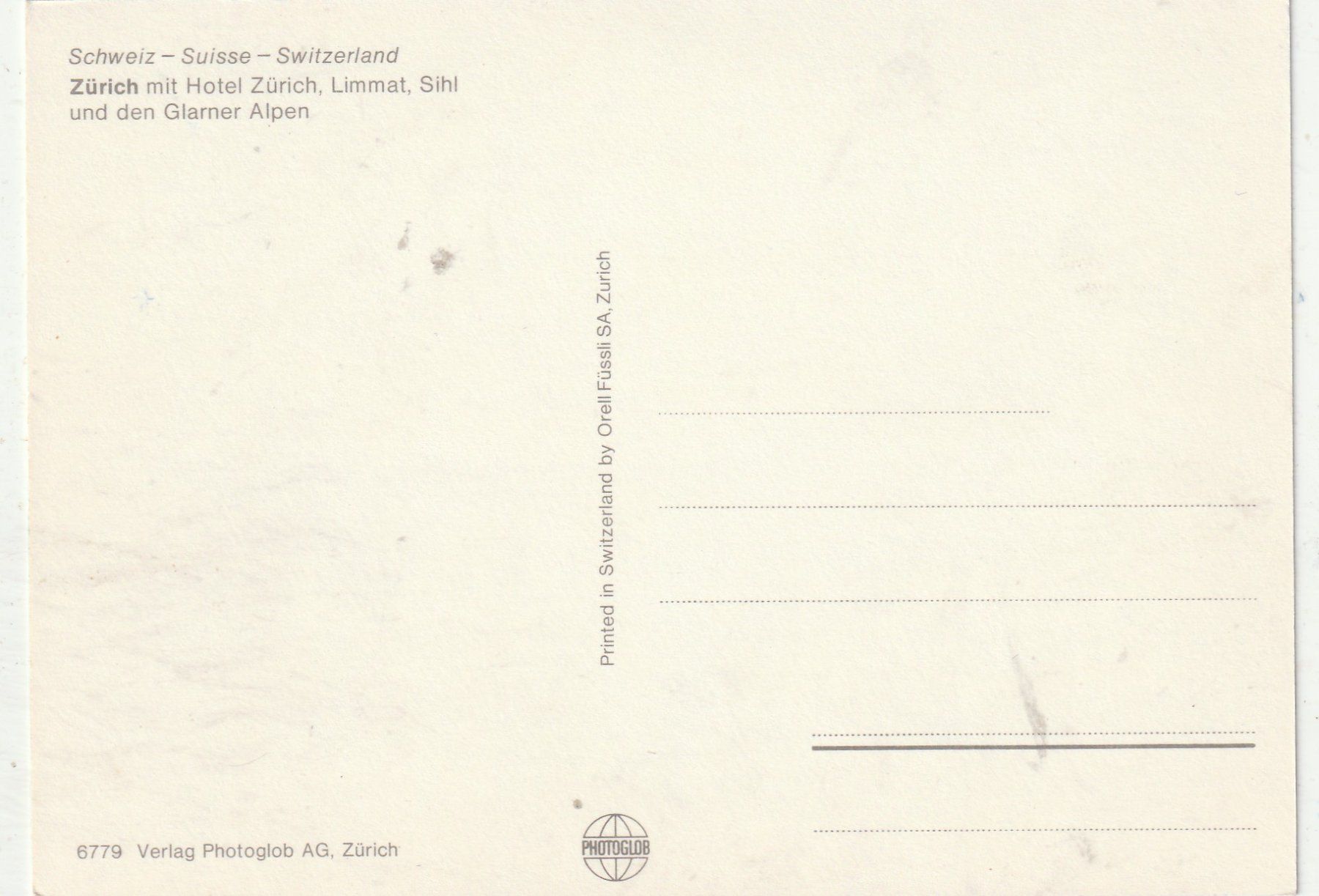 Cartoline postali: Zürich Hotel Zürich – Usato da Lumbrein venduto da made02 1