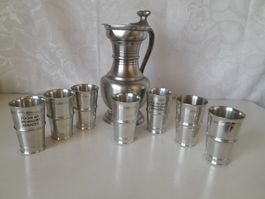 Appenzeller, Walliser Zinn Karaffe und 7 Becher,10.05.25