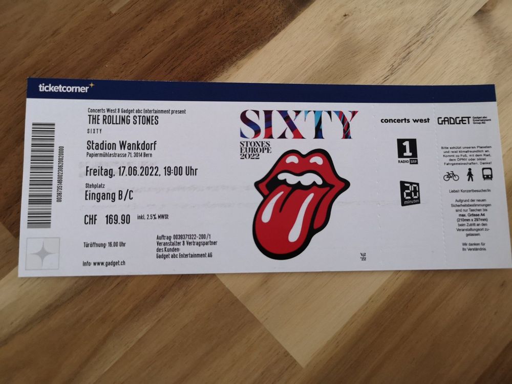 Rolling Stones Tickets Kaufen auf Ricardo