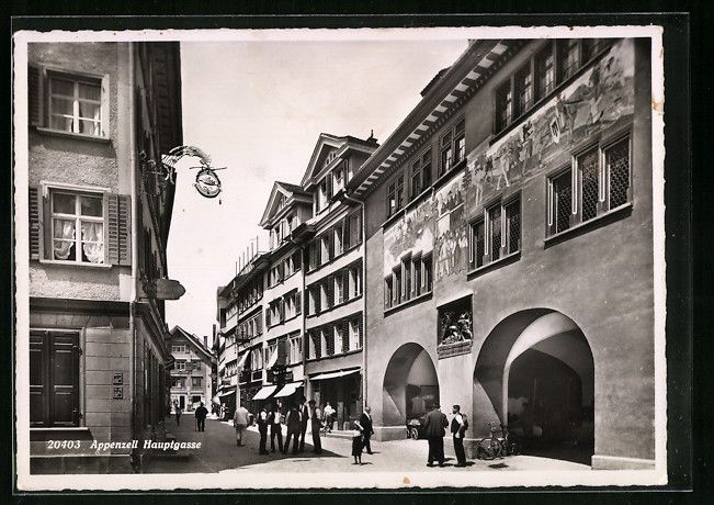 Cartoline postali: Appenzell, Strasse Hauptgasse mit Gesch – Usato da Berlin venduto da bartko-reher
