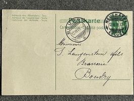 📯 1911 Neuchâtel "Hemmdläppchen" an Langenstein fils BOUDRY