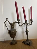 Antiker Kerzenständer & Vase, Messing, Made in Italy, Vintag