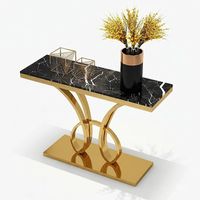 Moderner Gold Edelstahl Konsolentisch 120x40cm Marmor