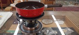 Fondue Set Stöckli Kupfer Rechaud Caquelon