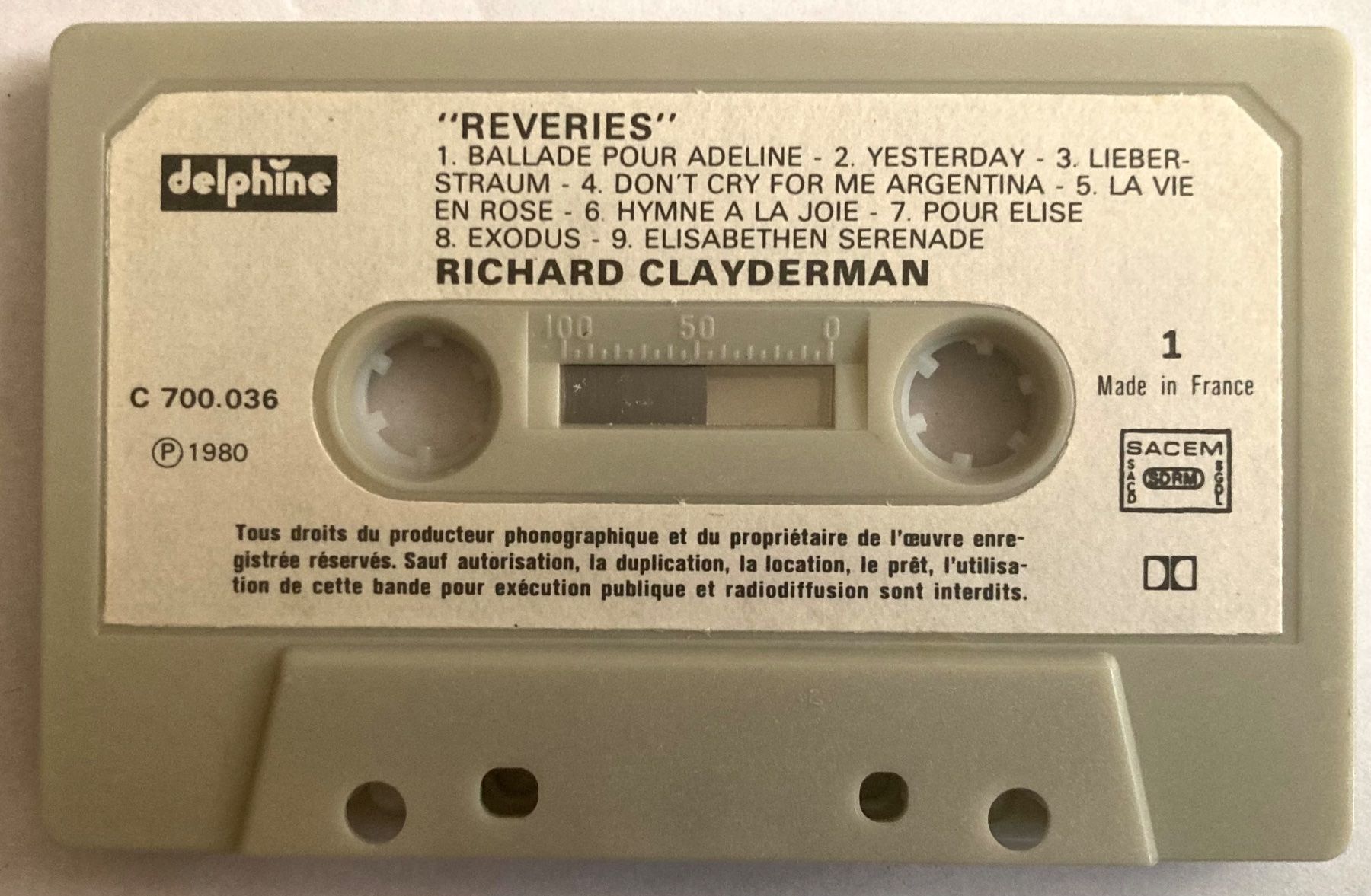 Musicassette: RICHARD CLAYDERMAN - RÊVERIES – Usato da Poliez-Pittet venduto da Newtown-Records 2