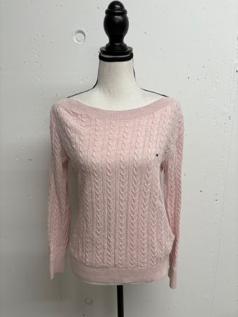 Tommy Hilfiger Pullover rosa Gr. S Zopfmuster U-Boot
