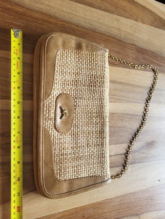 Ledertasche mit Stoff/Raffia, ideal für den Sommer!