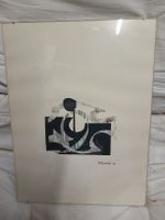 Grafik R. Santschi 1975 gerahmt schwarz weiss guter Zustand