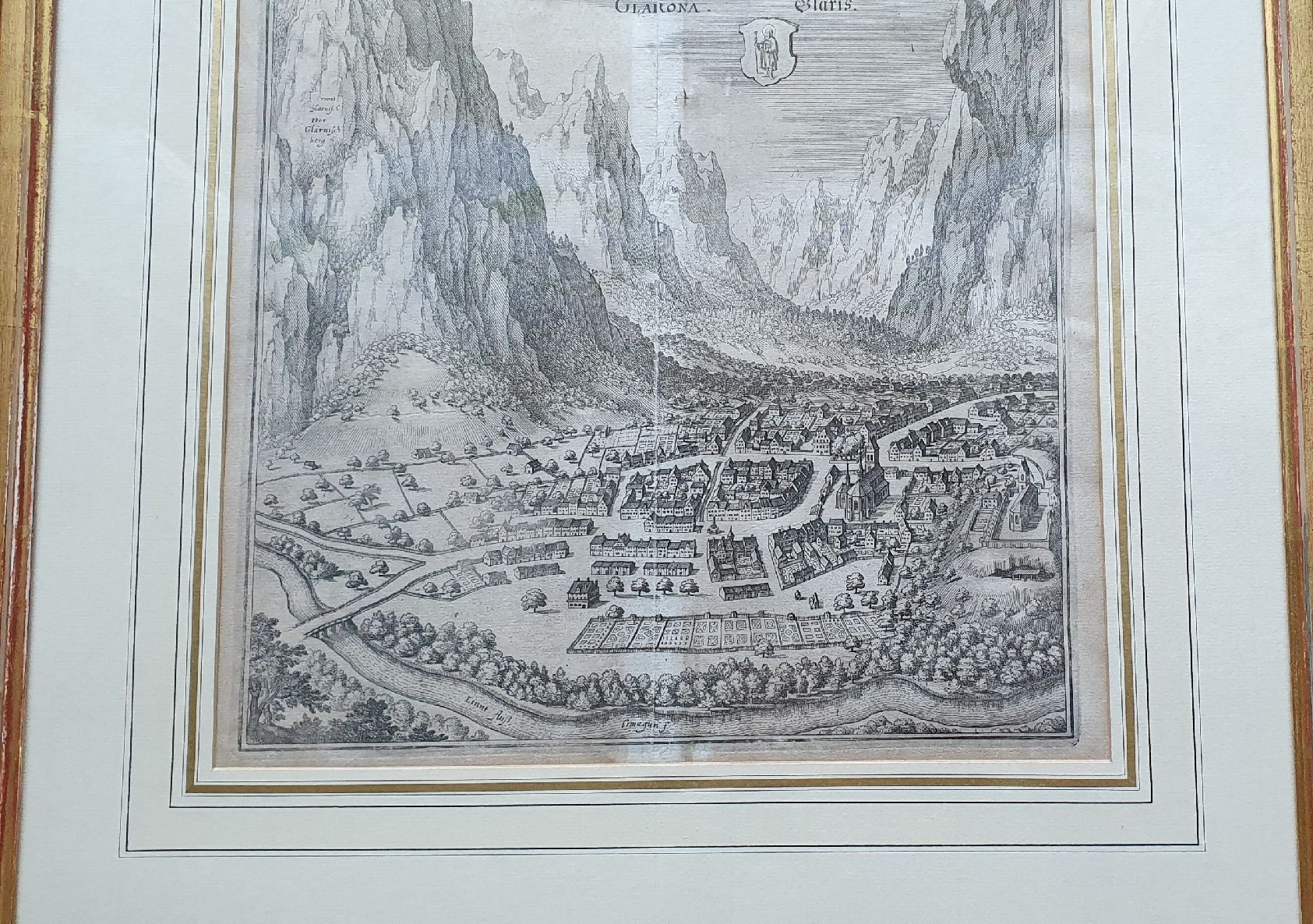 Stiche: Bild - Glarus - Original Kupferstich Merian – Gebraucht aus Kreuzlingen von Rschweiz1 1